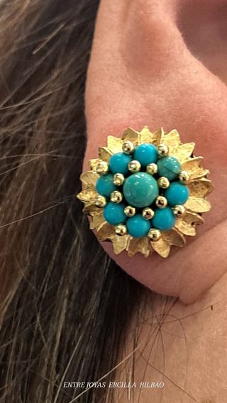 PENDIENTES ORO 18K Y TURQUESA 