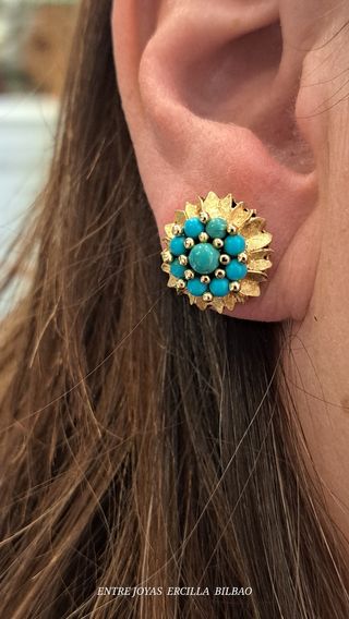 PENDIENTES ORO 18K Y TURQUESA 