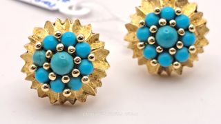 PENDIENTES ORO 18K Y TURQUESA 