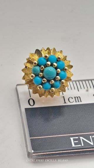 PENDIENTES ORO 18K Y TURQUESA 
