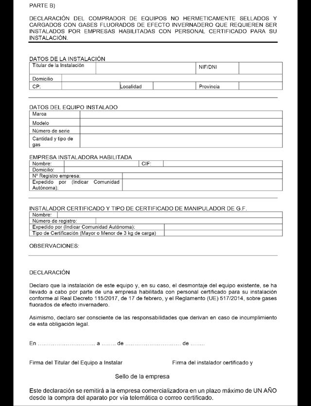 Certificado aire acondicionado 