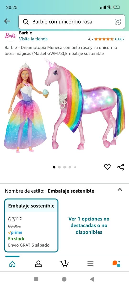 Barbie Dreamtopia  y unicornio rosa con luces