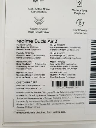Realme Buds Air 3 auriculares Bluetooth original
