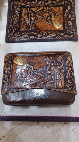 Cartera y Pitillera de cuero