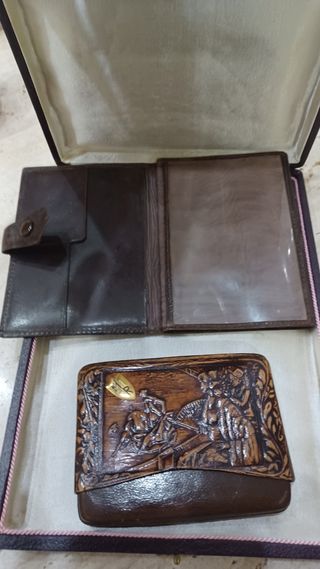 Cartera y Pitillera de cuero