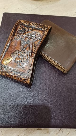 Cartera y Pitillera de cuero