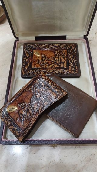 Cartera y Pitillera de cuero