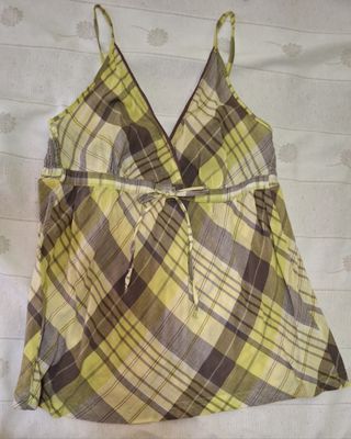 Top tirantes verde y gris