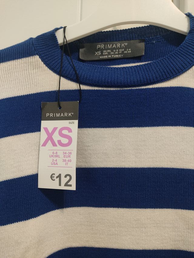Camiseta manga larga azul y blanco rayas talla XS