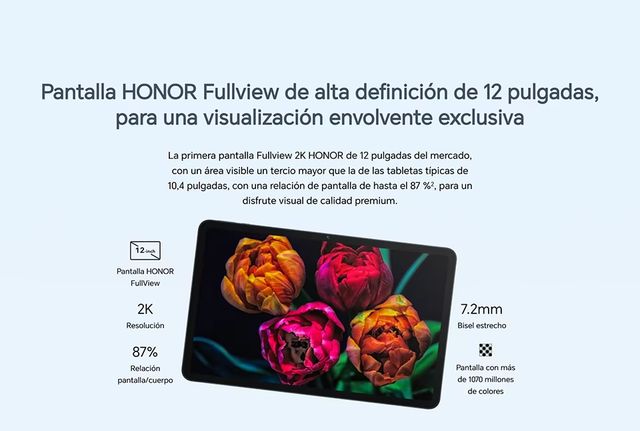 Tablet HONOR Pad 8 FullView 2K da 12" con 8 altoparlanti