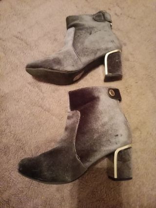 Botín terciopelo gris t36