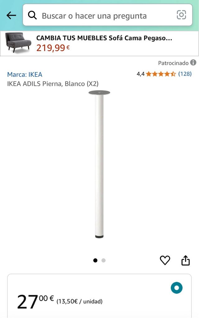 Patas ikea blancas sin apenas uso