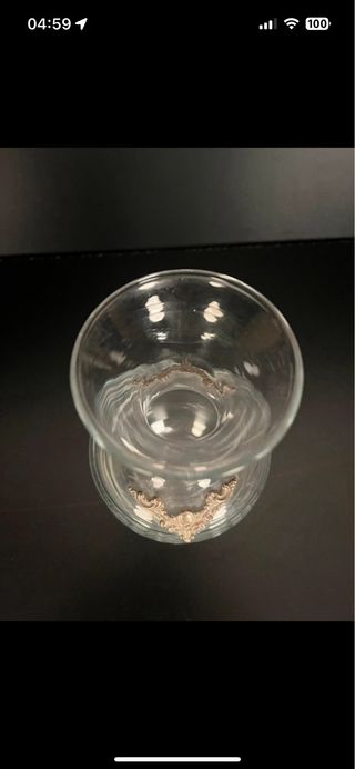 Vaso cristallo inciso e argento