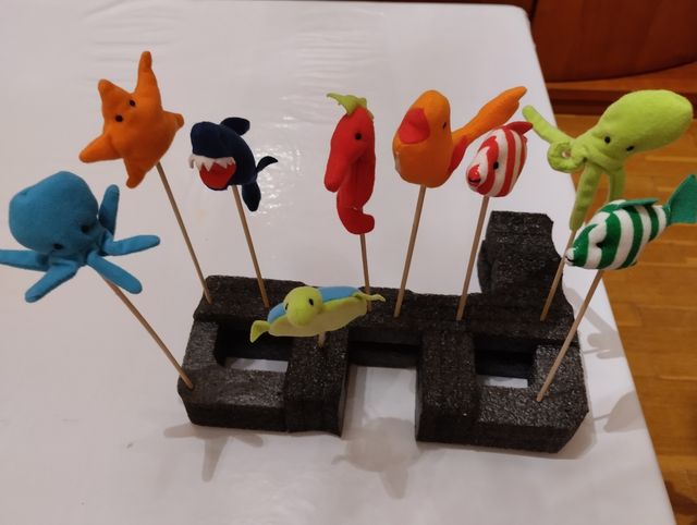 LOTE MARIONETAS DE DEDO, DE ANIMALES DEL MAR.