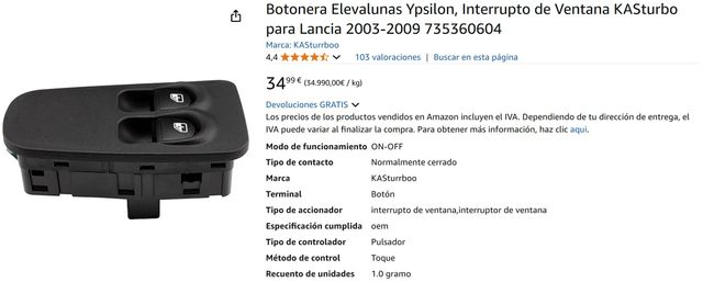 Botonera Elevalunas para Lancia 2003-2009