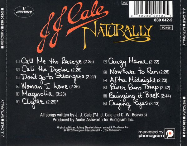 J. J. CALE NATURALLY (1972) CD FOLK ROCK BLUES