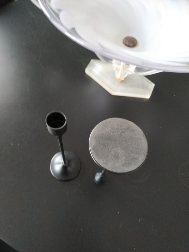 Par de candelabros ó porta velas metalic