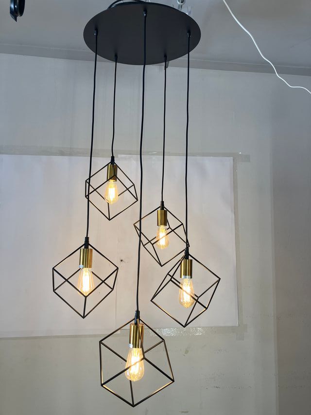Lampadario cubi metallo nero/ottone