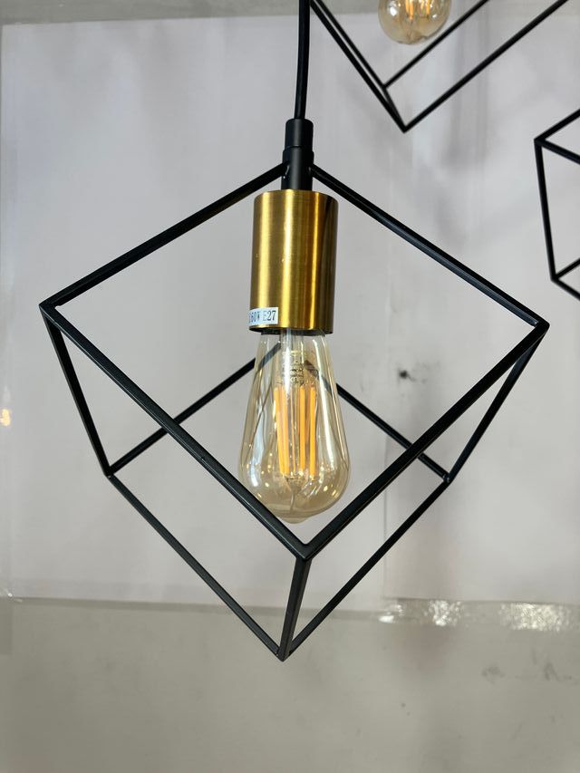 Lampadario cubi metallo nero/ottone