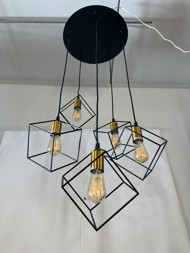 Lampadario cubi metallo nero/ottone