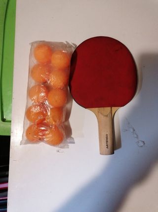 Pala de pin pon artengo con 10 bolas 