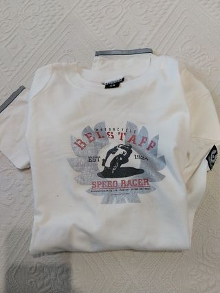 Camiseta firma Belstaff unisex marfil .