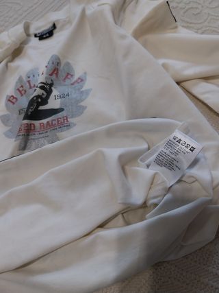 Camiseta firma Belstaff unisex marfil .