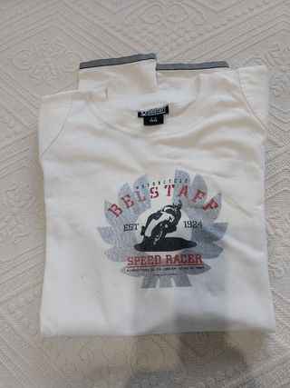 Camiseta firma Belstaff unisex marfil .