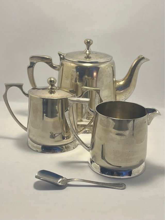 Juego de té en alpaca plateada