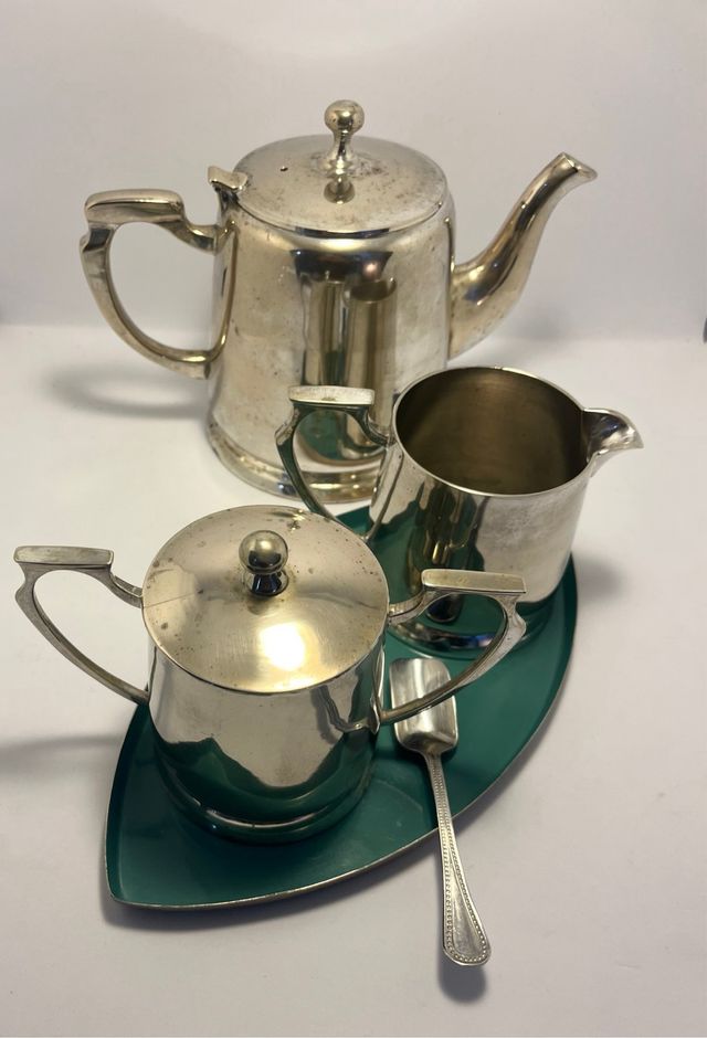 Juego de té en alpaca plateada