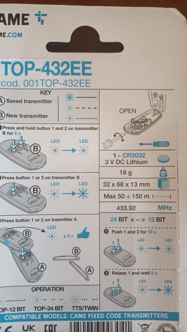 Mando a distancia multiusuario de dos canales .