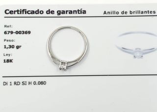 SOLITARIO ORO 18K BRILLANTE 0.080 CT