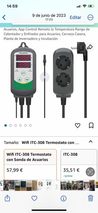 Wifi ITC-308 Termostato con Sonda de Acuarios