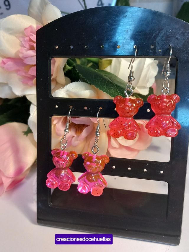 Pendientes ositos de resina 