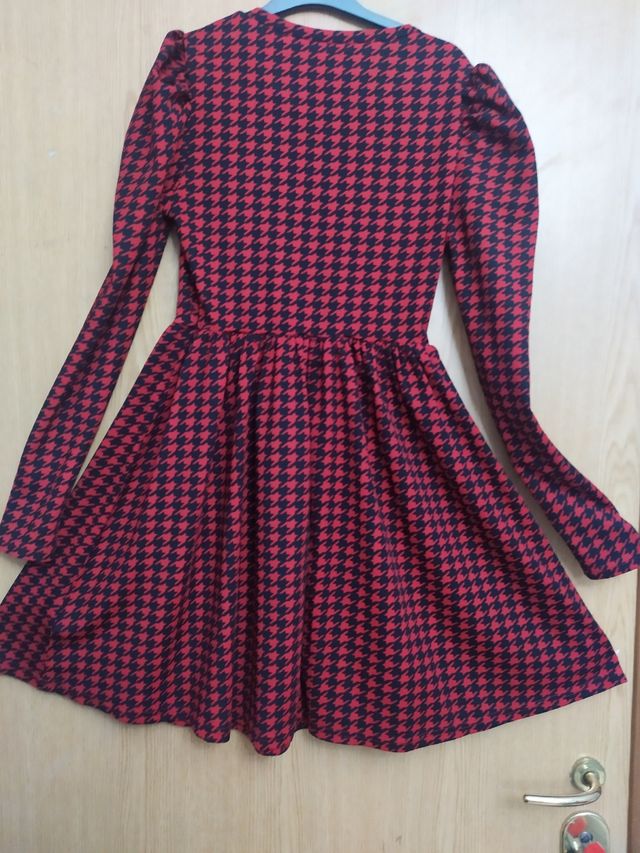 VESTITO STAMPA PIED DE POULET ROSSO