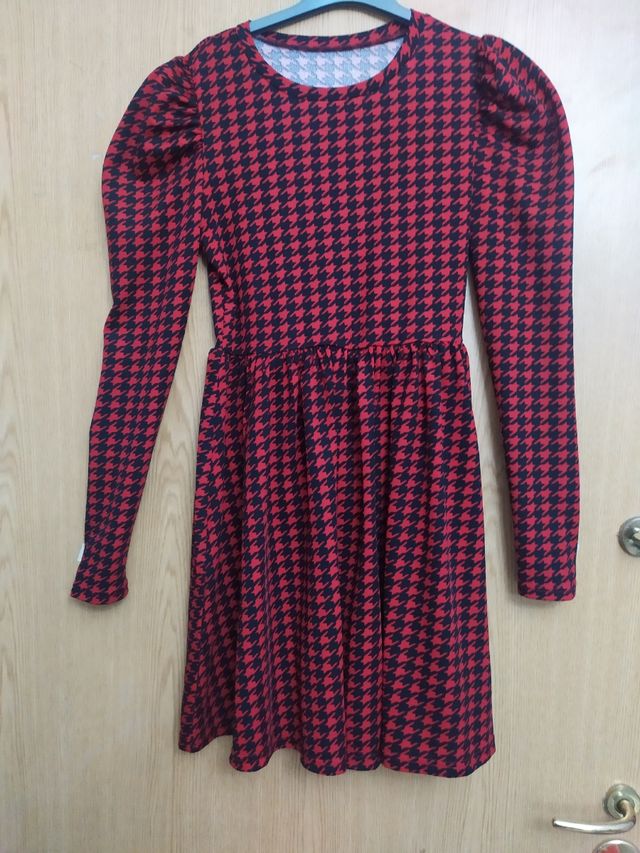 VESTITO STAMPA PIED DE POULET ROSSO