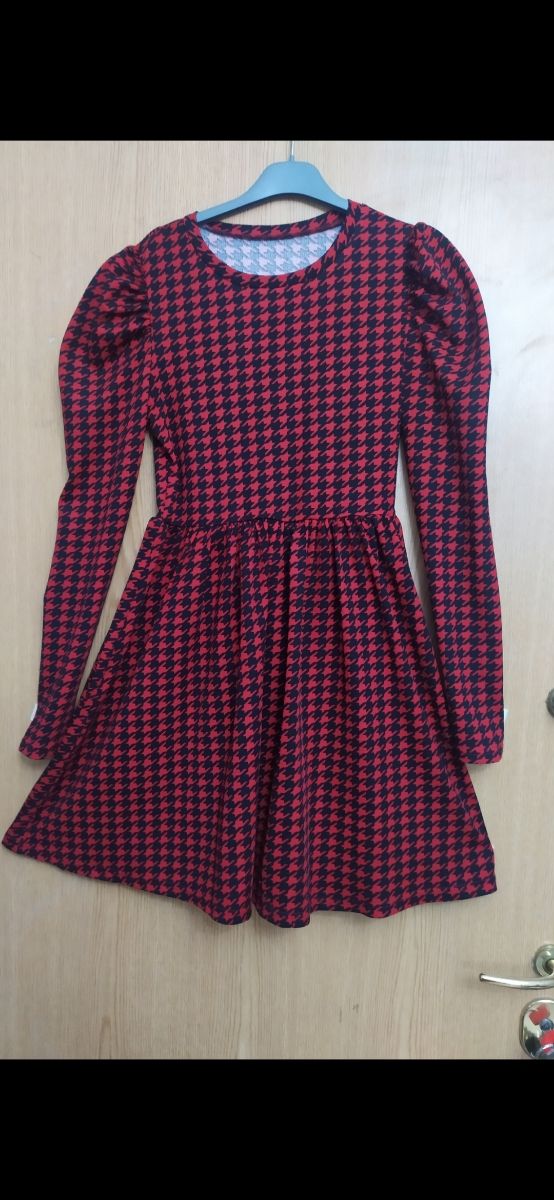 VESTITO STAMPA PIED DE POULET ROSSO