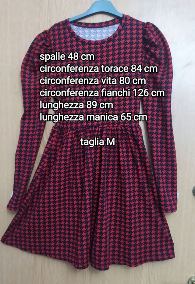 VESTITO STAMPA PIED DE POULET ROSSO