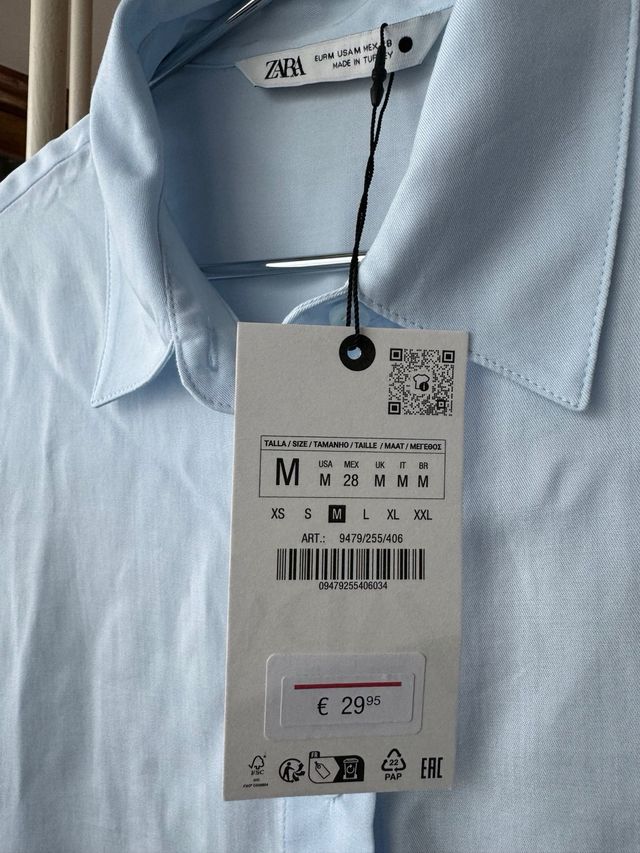 Camisa fluida Zara azul claro con etiqueta aun