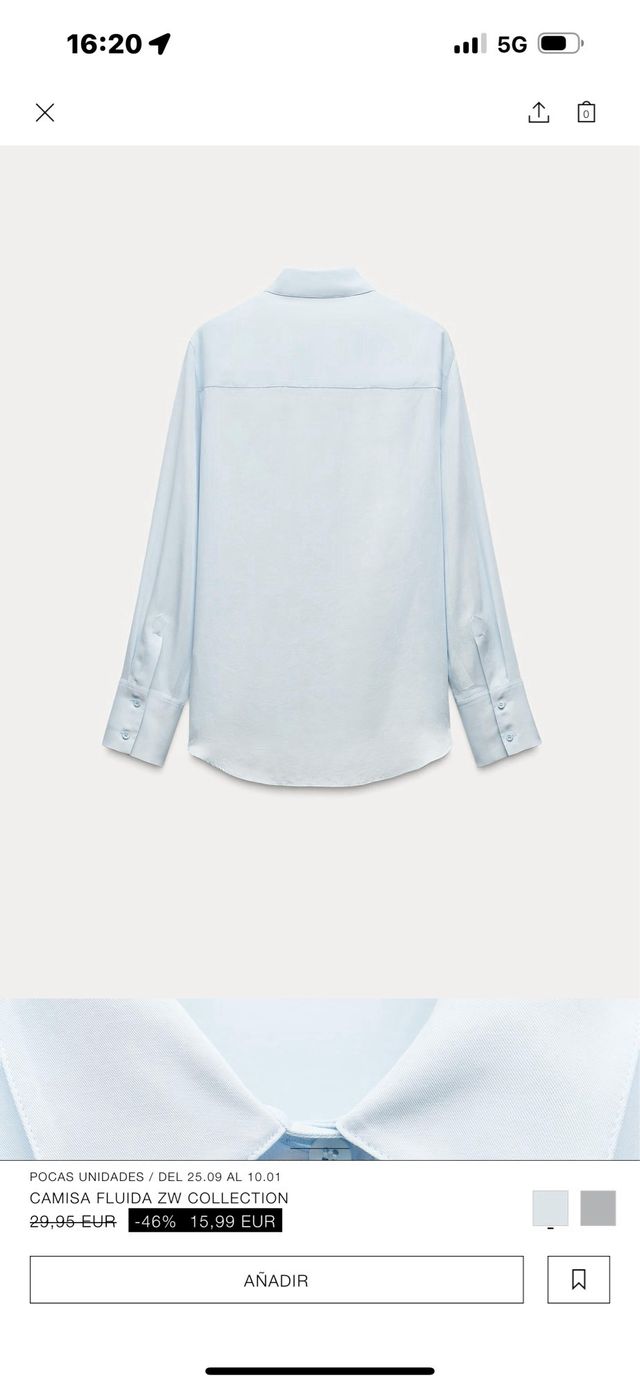 Camisa fluida Zara azul claro con etiqueta aun