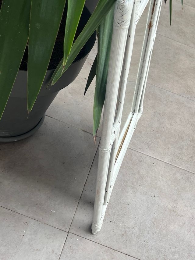 Espejo madera y bambu blanco artesano