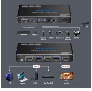Conmutador 2x1 usb3 hdmi KVM hotkey