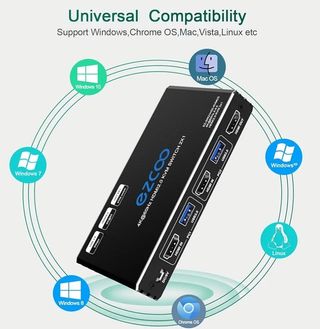 Conmutador 2x1 usb3 hdmi KVM hotkey