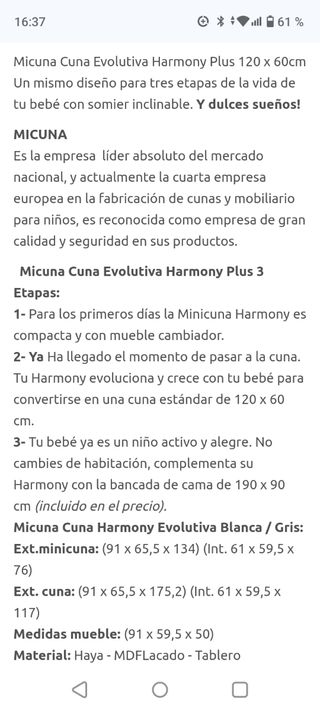 Cuna evolutiva Micuna Harmony