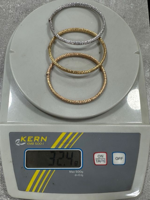 Brazaletes oro18 k Amarillo, Blanco y Rosado