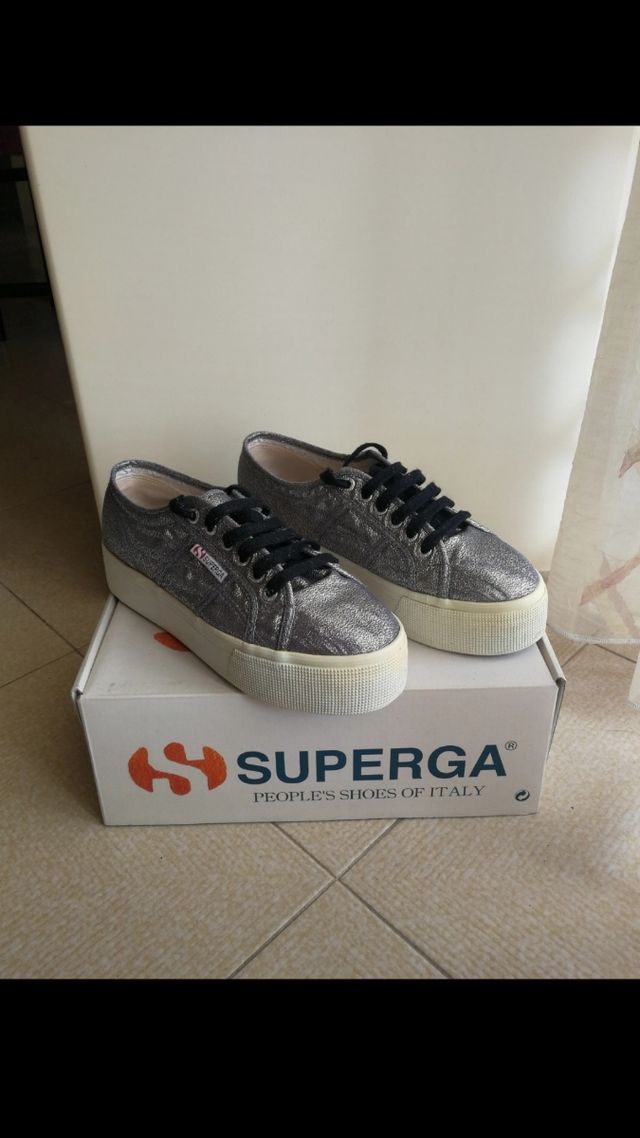 Superga platform silver