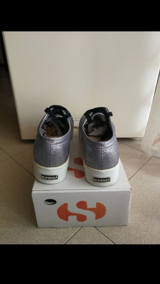 Superga platform silver