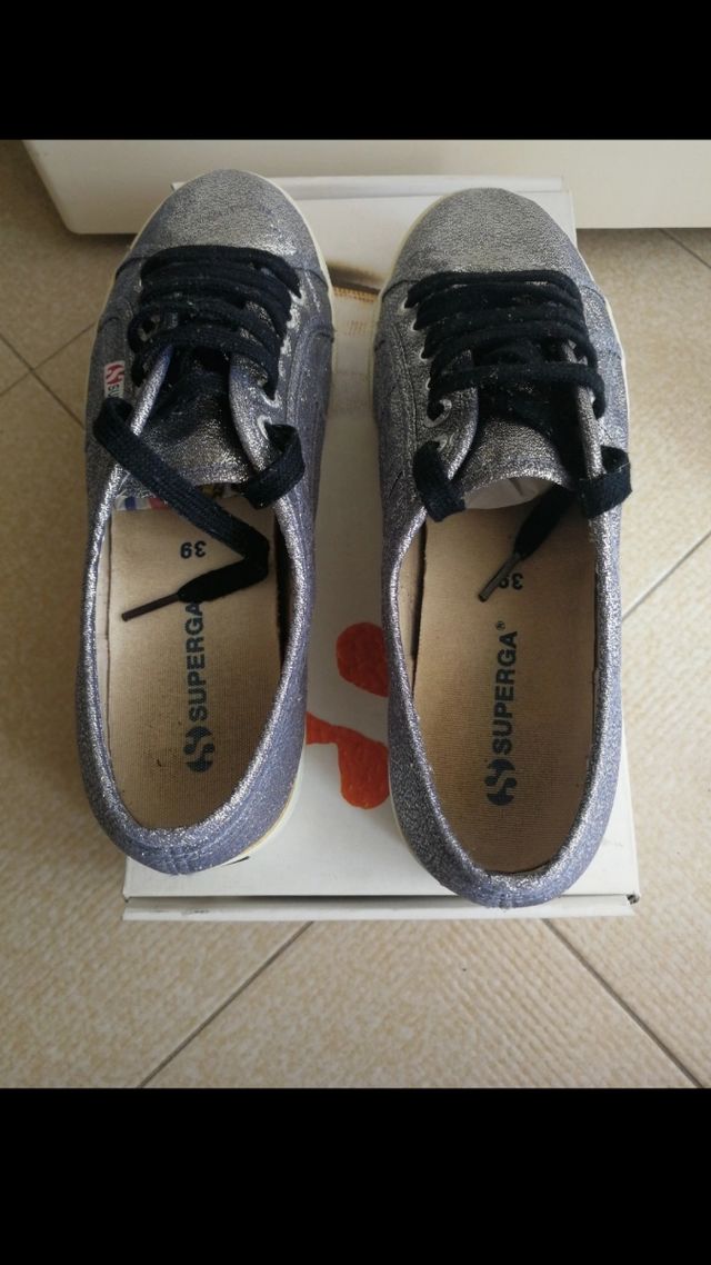 Superga platform silver