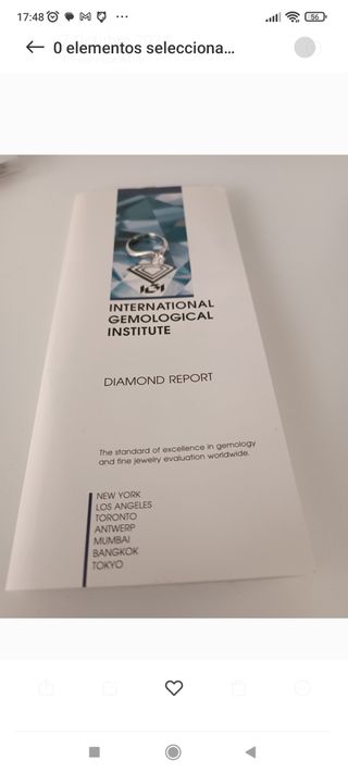 Solitario de oro blanco y  Diamante certificado