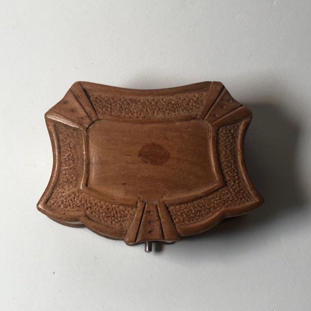 antiguo Estuche para pendientes de madera